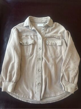 Z Supply Beige Button-Front Shirt Jacket